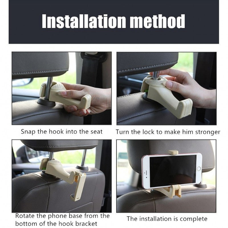 2 in 1 Car Headrest Hook